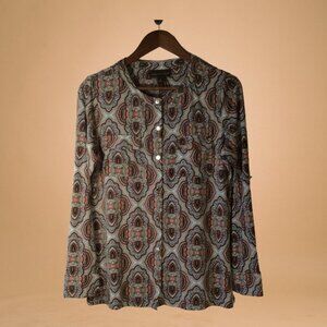 Dana Buchman Button Down Blouse Paisley in Fall Colors Size M